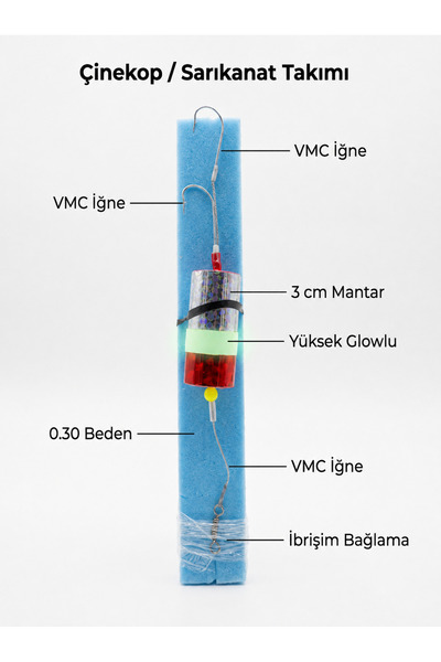 JDM Çinekop / Sarıkanat Takımı – VMC İğneli, Glowlu Mantar Yemli Hazır Takım