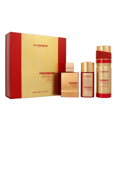 Al Haramain Σετ Amber Oud Ruby Edition, Καθαρό Άρωμα 75 ml + 30 ml + αποσμητι...