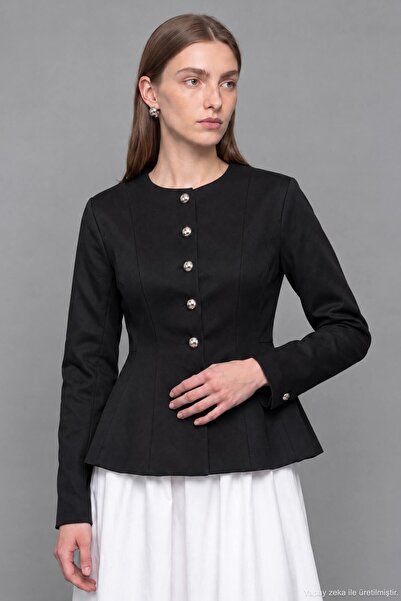 Hooopstore Premium Peplum Form Siyah Ceket