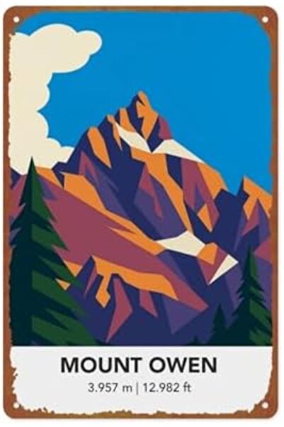 Generic Mount Owen: Mountain Silhouette Landscape Poster Metal Tin Sign Suita...