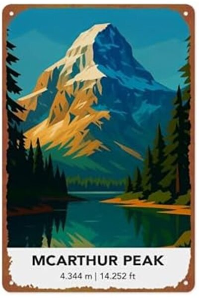 Generic Mcarthur Peak: Mountain Landscape Poster Metal Tin Sign Suitable For ...