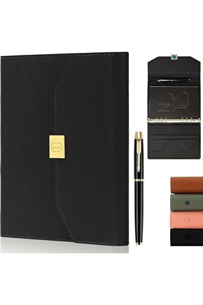 MIAOKe A5 Leather Hardcover Notebook Journal, 6 Hole Loose-Leaf Refillable