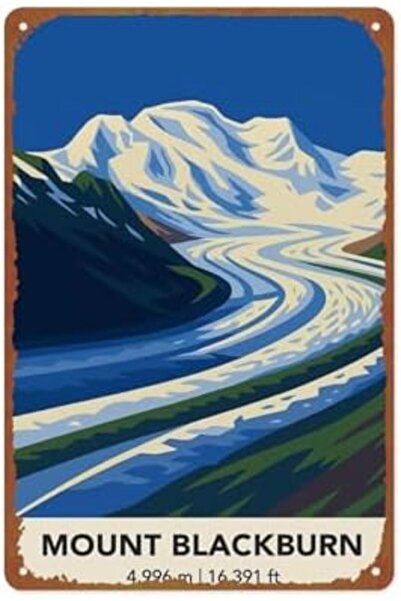 Generic Mount Blackburn: Modern Mountain Landscape Poster Metal Tin Sign Suit...