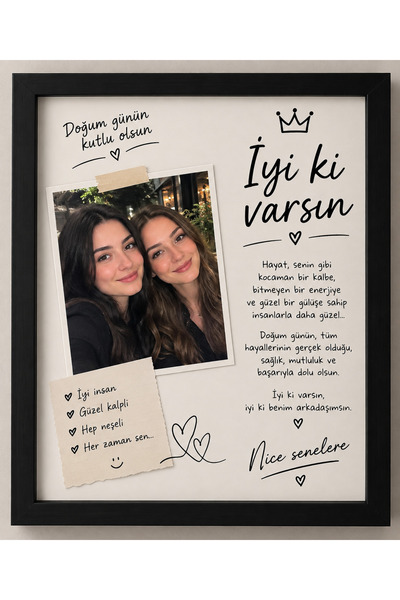 EMRcollection doğum günü tablosu-Kişiye Özel Arkadaşa Anı Çerçevesi-anı çerçe...