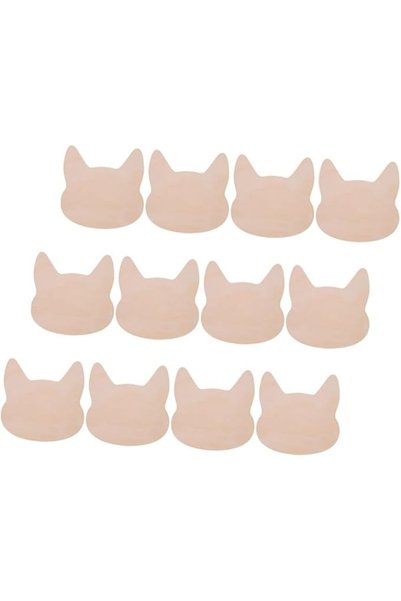 Generic 12pcs Unfinished Wooden Cat Head Cutouts Animal Craft Wood Shapes for...