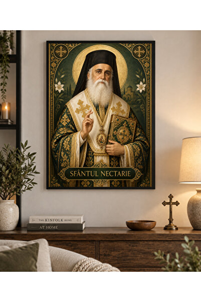 Miutic Print Studio Tablou decorativ religios „Sfântul Nectarie”, icoană prem...