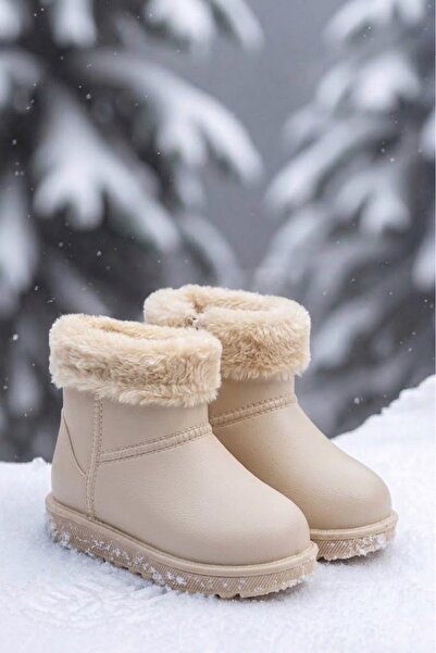 AlbiShoes Bebek Çocuk Unisex Su Geçirmez Kürklü Bot Çocuk Kışlık Suya Dayanık...