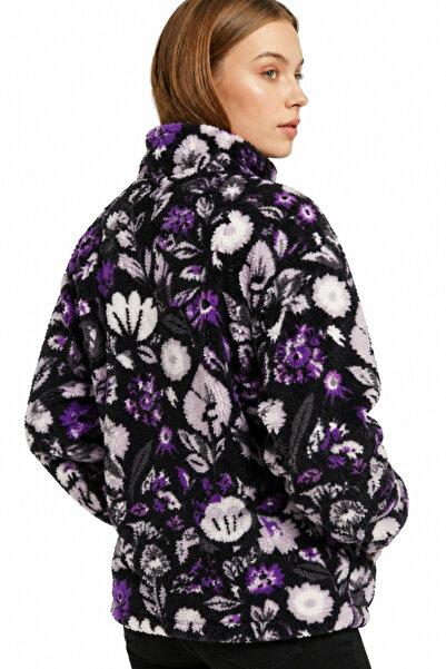 GENIUS STORE Kadın Peluş Tam Fermuarlı Cepli Sherpa Kuzu Kumaş Oversize Peluş Polar Sweatshirt