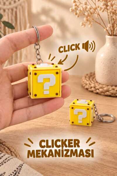 dexpo Mario Question Box Clicker lı ,Süpriz Kutu Anahtarlık , Çanta Charmı / ...
