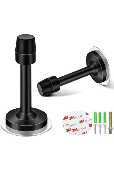 ALMEKAQUZ 2 Pack Door Stops,Black Door Stoppers for Bottom of Door,No Drill,D...