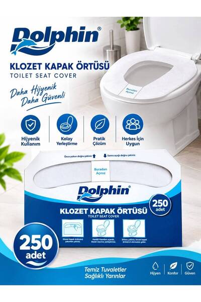 MOONFER Dolphin Klozet Kapak Örtüsü 250 Adet Hijyenik Tek Kullanımlık Tuvalet...