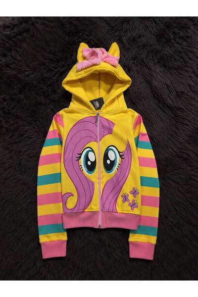 1blood My Little Pony Fluttershy Desenli Kapüşonlu Fermuarlı Sweatshirt