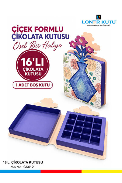 Loner Kutu Çikolata Kutusu Çiçek Formlu Çikolata Kutusu Hediyelik Kutu Sevgil...