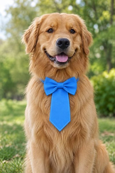 Berliva Home Blue Adjustable Ribbon Cat and Dog Tie - Pet Accessory with Bow Tie (Max Neck Circumference 50 cm)
