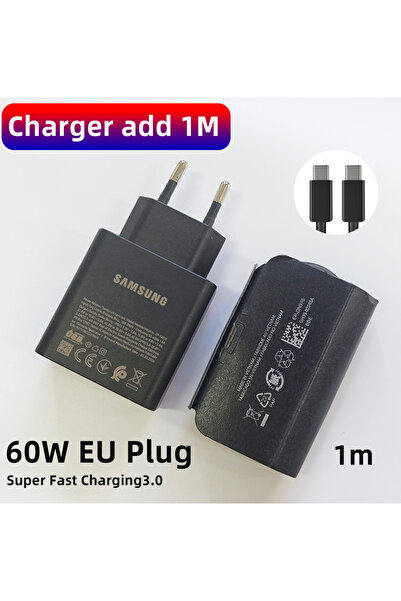 Samsung Black EU add 1M Original S26 Ultra Charger 60W Fast Charge Adapter EU...