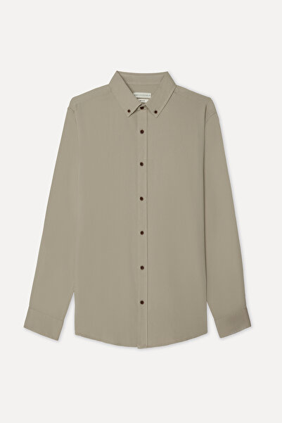 Mudo Men's Beige Regular Fit Long Sleeve Shirt