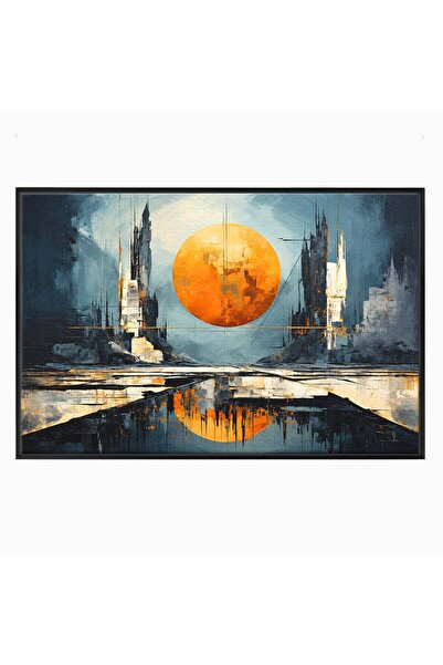 Luxcanva Tablou Canvas Orasul Apocaliptic 70x50 cm cu Rama Negru Oras Apocali...