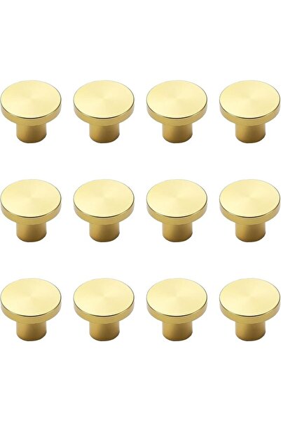 GENERAL 12 Packs Round Brushed Gold Cabinet Knobs Single Hole