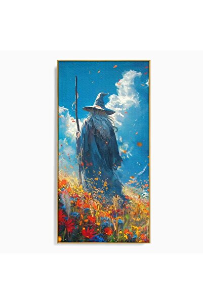 Luxcanva Tablou Canvas Vrajitorul Pe Campul Inflorit 70x140 cm cu Rama Auriu ...