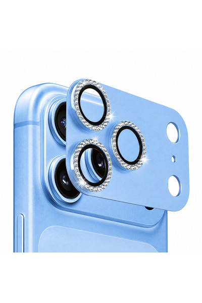 Nezih Case iPhone 18 Pro ile Uyumlu Titanyum Kaplama Tam Kaplayan Taşlı Kamer...
