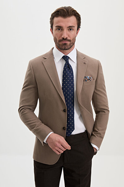 Mcr Plain Slim Fit Wool Blend Men's Jacket Mink - 41509.26K