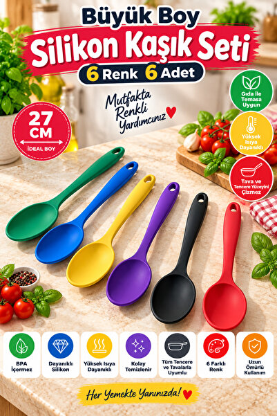 OpenCity Set of 6 Green Blue Yellow Purple Black Red, Large Size Silicone Spo...