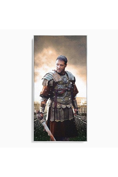 Luxcanva Tablou Canvas Gladiator Roman 50x100 cm cu Rama Argintiu Maximus Ist...
