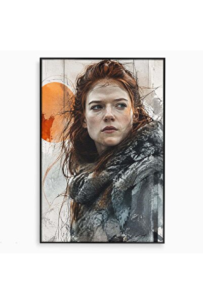 Luxcanva Tablou Canvas Luptatoare cu Par Rosu 80x120 cm cu Rama Negru Portret...