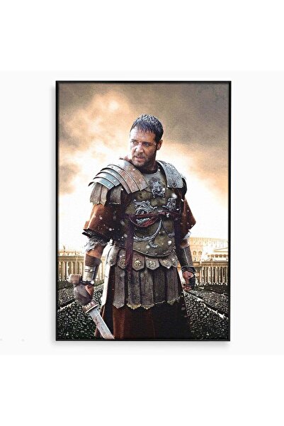 Luxcanva Tablou Canvas Gladiator Roman 70x100 cm cu Rama Negru Maximus Istori...