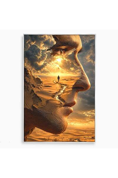 Luxcanva Tablou Canvas Chip In Desert 40x60 cm cu Rama Argintiu Chip Desert Apus