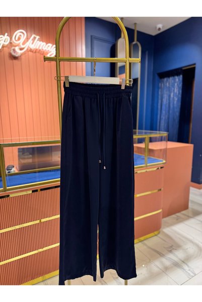 By Zeynep Yılmaz Wide Leg Trousers Navy Blue