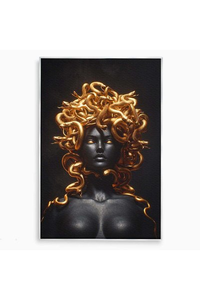 Luxcanva Tablou Canvas Meduza Mitologica 70x100 cm cu Rama Argintiu Mitologie...