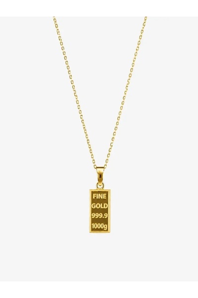 Genel Markalar 8 Ayar Fine Gold Külçe Motifli Kolye