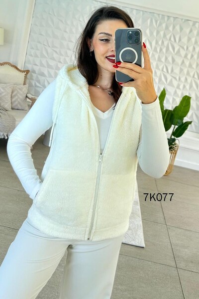 İnce Topuk Hooded Plush Vest 7K077