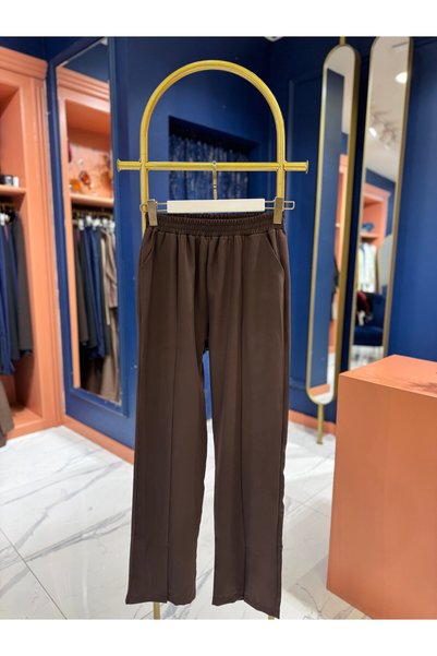 By Zeynep Yılmaz Front slit crepe pants - coffee