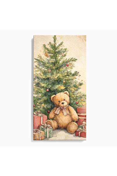 Luxcanva Tablou Canvas Craciun Fericit 50x100 cm pe Sasiu Lemn Plus Brad Cadouri