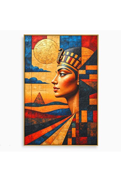 Luxcanva Tablou Canvas Regina Egiptului 80x120 cm cu Rama Auriu Egipt Regina ...