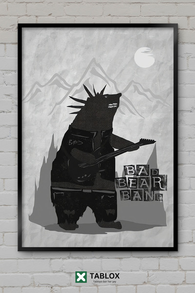 tablomaxtbx Bad Bad Bear Bear Band Group Μουσική Ροκ Αστείο Διακοσμητικό Πίνα...