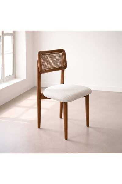 Just Home Hazeran Sandalye - Ceviz / Krem - 88x48x48 cm