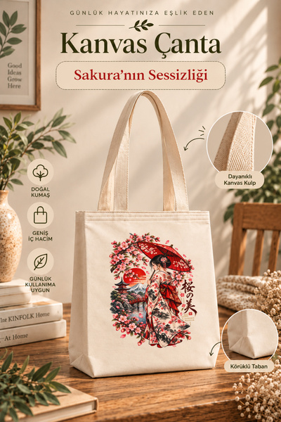 renkli izler atölyesi Kanvas Bez Çanta | Sanat Serisi | Sakura'nın Sessizliği...