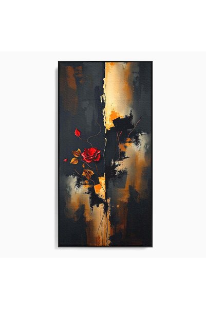 Luxcanva Tablou Canvas Trandafirul Contrastului 50x100 cm cu Rama Negru Spini...