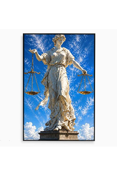 Luxcanva Tablou Canvas Justitia Divina 70x100 cm cu Rama Negru Justitie Statu...