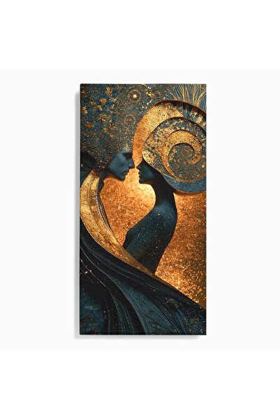 Luxcanva Tablou Canvas Spirala Aurie 60x120 cm pe Sasiu Lemn Iubire Cuplu Abs...