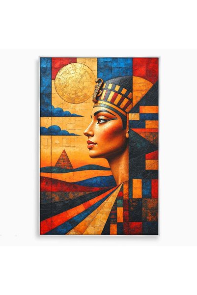 Luxcanva Tablou Canvas Regina Egiptului 100x150 cm cu Rama Argintiu Egipt Reg...