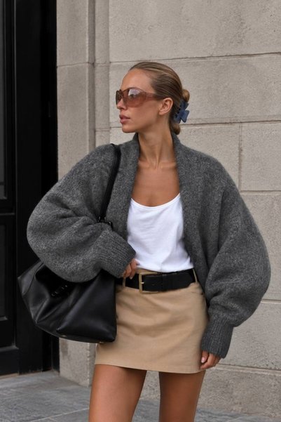 vuvutasarım New Season Wool Blended Balloon Sleeve Women's Bolero Sweater 52116080
