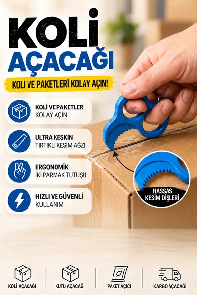 Koli Açacağı Paket Açıcı Kutu Kesici Kargo Açma Aparatı Güvenli Kesici (1 Adet Renkli)