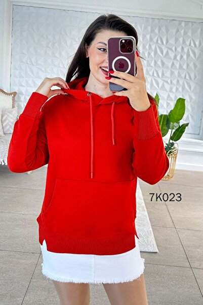 İnce Topuk Kangaroo Pocket Hooded 2 Thread Sweatshirt 7K023