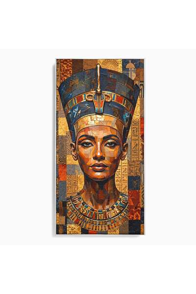 Luxcanva Tablou Canvas Regina Nefertiti 50x100 cm cu Rama Argintiu Egipt Port...