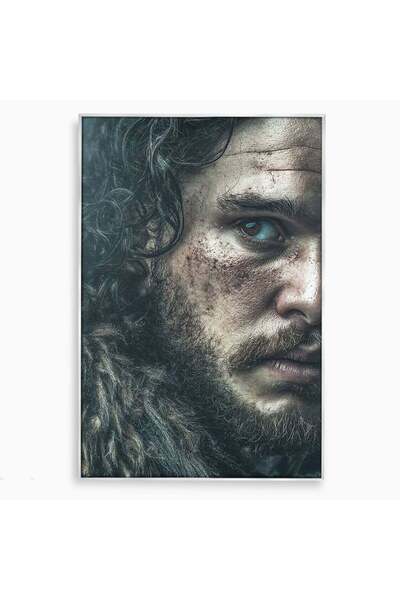 Luxcanva Tablou Canvas Privirea lui Snow 40x60 cm cu Rama Argintiu Chip Razbo...