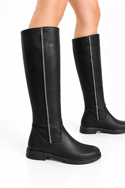 LEYDİ SHOES Women's Boots with Stone Accents on the Side